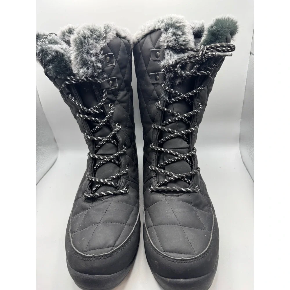 ARCTIC SHIELD Womens Black‎ Quilted Fur Trim Winter Snow Boots Size 10